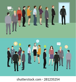 Business people standing in a line. Flat design, vector illustration