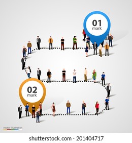 Business people standing in a line. Vector illustration