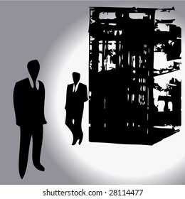 Business People standing outside the elevator
