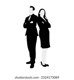 business people Standing together. business character silhouette illustration isolated on white background.