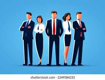 Business people standing together as a team. Vector illustration