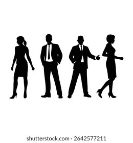 Business people standing, walking pose silhouette vector design