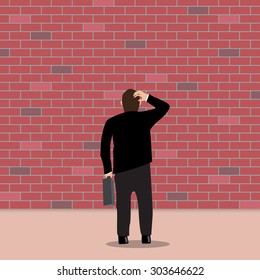 Business people stopped by a brick wall. Business Dead End svg