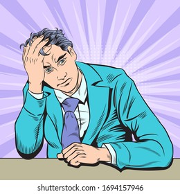 Business people are stressed Business problem encounter concept. Pop art hand drawn style vector design illustrations. 