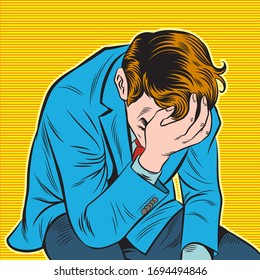 Business people are stressed Business problem encounter concept. Pop art hand drawn style vector design illustrations.