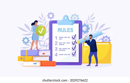 Business People Studying List Rules Reading Stock Vector (Royalty Free ...