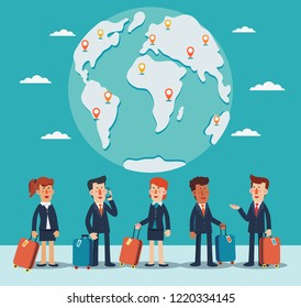 Business people with suitcases. Business travel vector concept