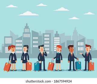 Business people with suitcases. Business travel vector concept