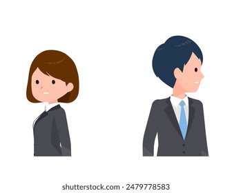Business people in suits. Indifferent to each other.