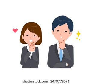 Business people in suits. Reactions when happy.
