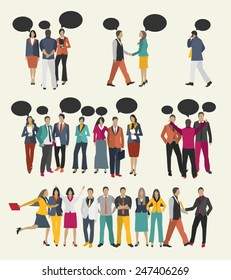 Business people talk design vector in different poses