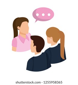 business people talking with speech bubble