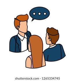 business people talking with speech bubble