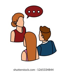 business people talking with speech bubble