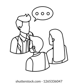 business people talking with speech bubble
