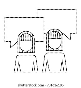 business people talking speech bubble portrait pictogram