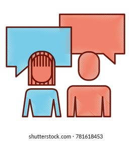 business people talking speech bubble portrait