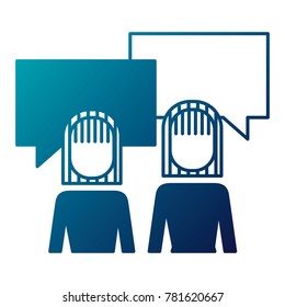 business people talking speech bubble portrait 