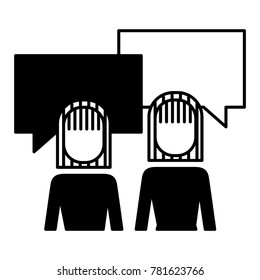 business people talking speech bubble portrait