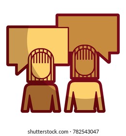 business people talking speech bubble portrait pictogram