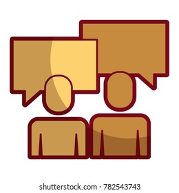business people talking speech bubble portrait pictogram