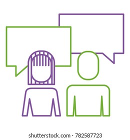 business people talking speech bubble portrait pictogram