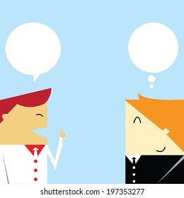 Business people talking and thinking