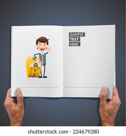 Business people with tape measure over white