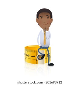 Business people with tape measure. Vector design.