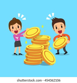 Business people with target and money coins
