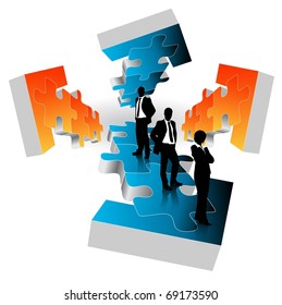 business people team with arrows-vector
