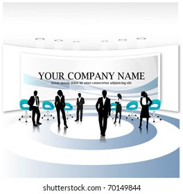 business people team with banner-vector