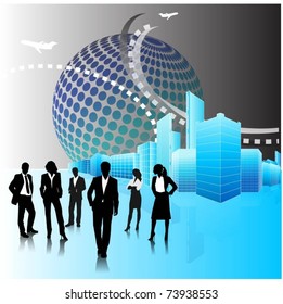 business people team in the city-vector background