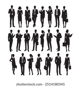 Business People Team Crowd Silhouette Businesspeople Group Human Resources Vector Illustration,Multiple images of business people