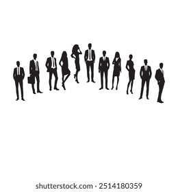 Business People Team Crowd Silhouette Businesspeople Group Human Resources Vector Illustration,Multiple images of business people