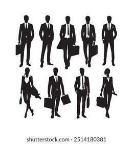 Business People Team Crowd Silhouette Businesspeople Group Human Resources Vector Illustration,Multiple images of business people