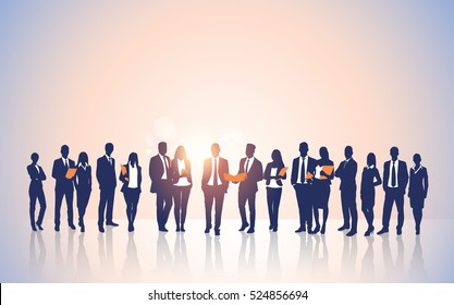 Business People Team Crowd Silhouette Businesspeople Group Human Resources Vector Illustration