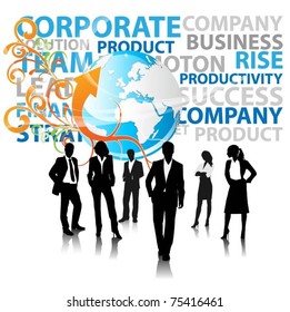 business people team with globe-vector