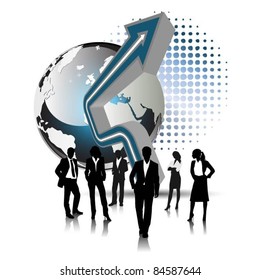 business people team with globe-vector