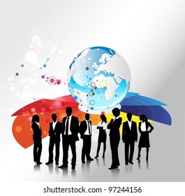 business people team with globe-vector
