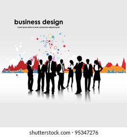 business people team with graph-vector