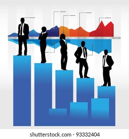 business people team with graph-vector illustration