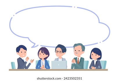 Business people team meeting seriously with speech bubble_A