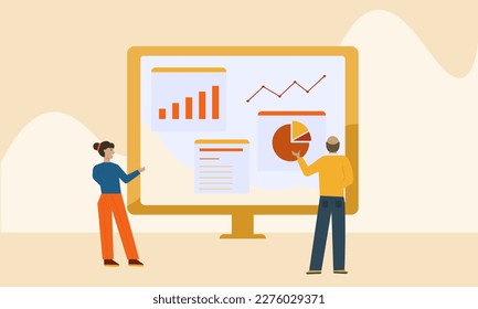 Business people team meeting working and planning for business marketing analytics concept.Vector illustration.