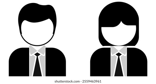 Business people team or office employee in tidy clothes suit and tie icon profile in two gender for job profession vector