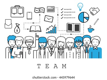 Business People Team - On White Background-Vector Illustration, Graphic Design. Concept For Web,Websites, Print Materials