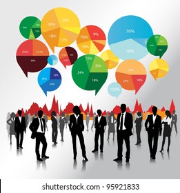 business people team with pie chart background.vector