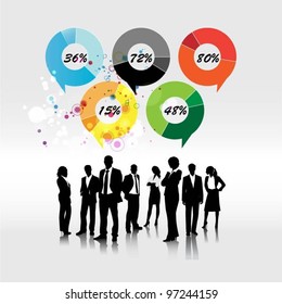 business people team with pie chart background.vector