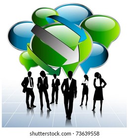 business people team with speech bubbles