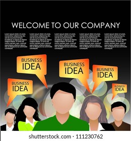 Business people team with speech bubbles-vector illustration